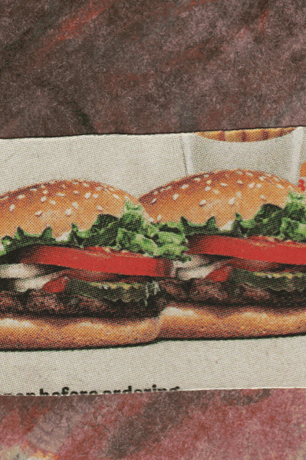 Alice imagined a close-up of a burger coupon.