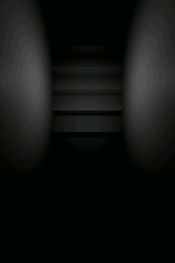 A dark staircase.
