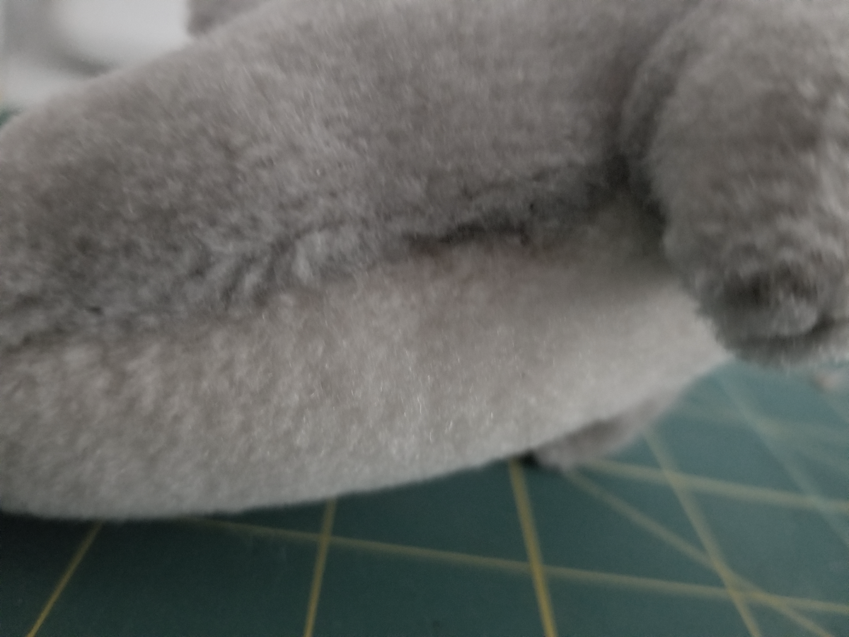The dolphin’s side, now with cleaner stitches.